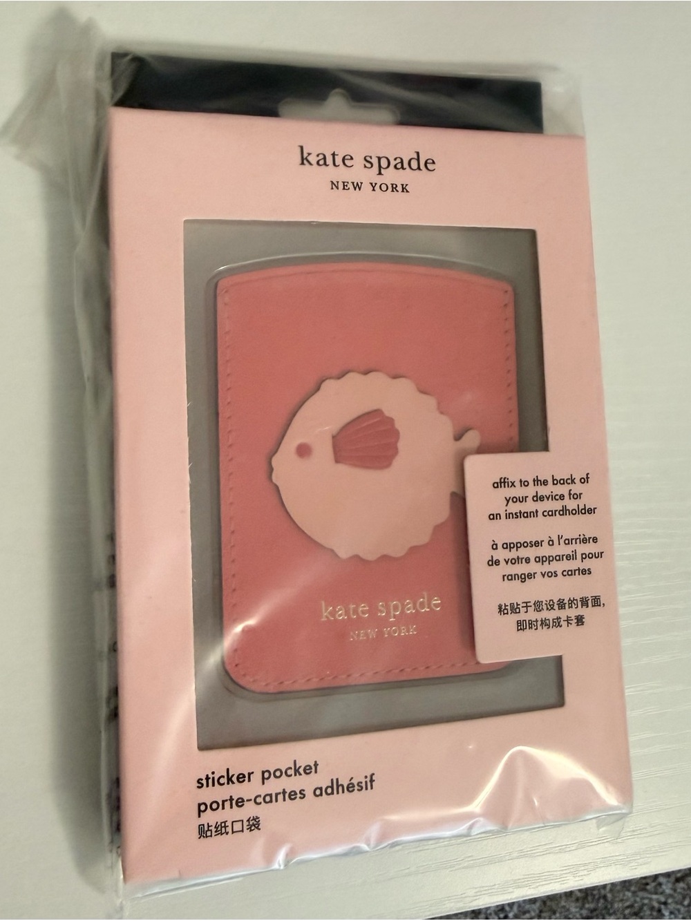 kate spade Black and Pink Adhesive Sticker Pocket Cardholder